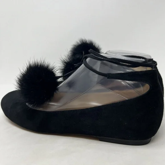 Cecelia New York Heidi Pom Pom Flat in Black Womens Size 9 B - Picture 6 of 10
